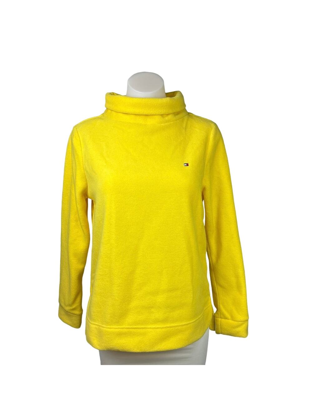 Tommy Hilfiger Womens Yellow Terry Fleece Turtleneck Long Sleeve Sweater Size S